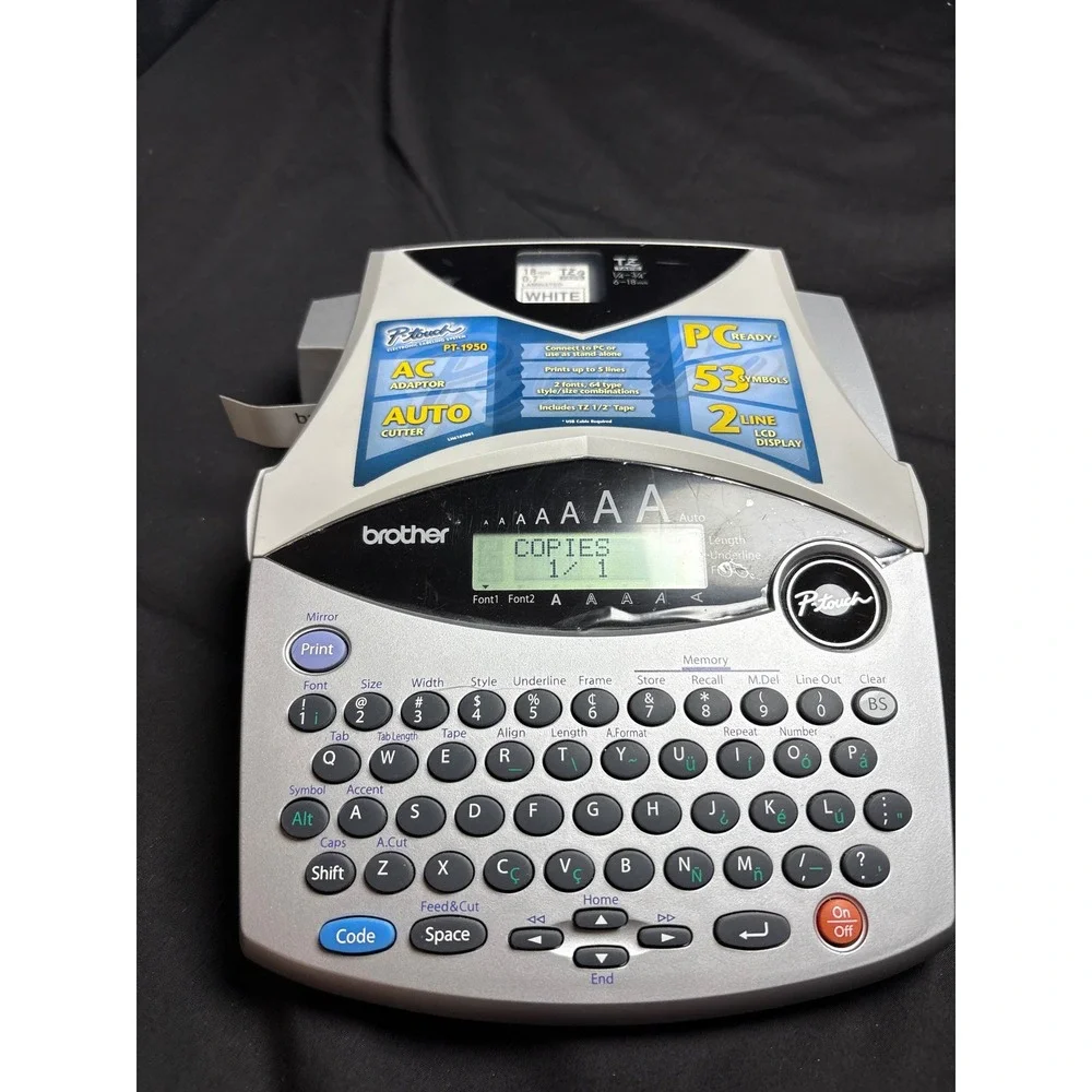 Brother P-Touch PT-1950 Electronic Labeling System PC Ready Silver Grey Labeller